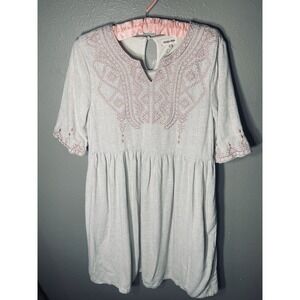 Hidden Alley Women's Fit Flare Vintage Inspired Linen Lined Needlework Dress Med